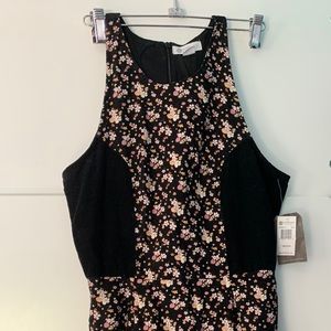 Black and Floral Element Dress